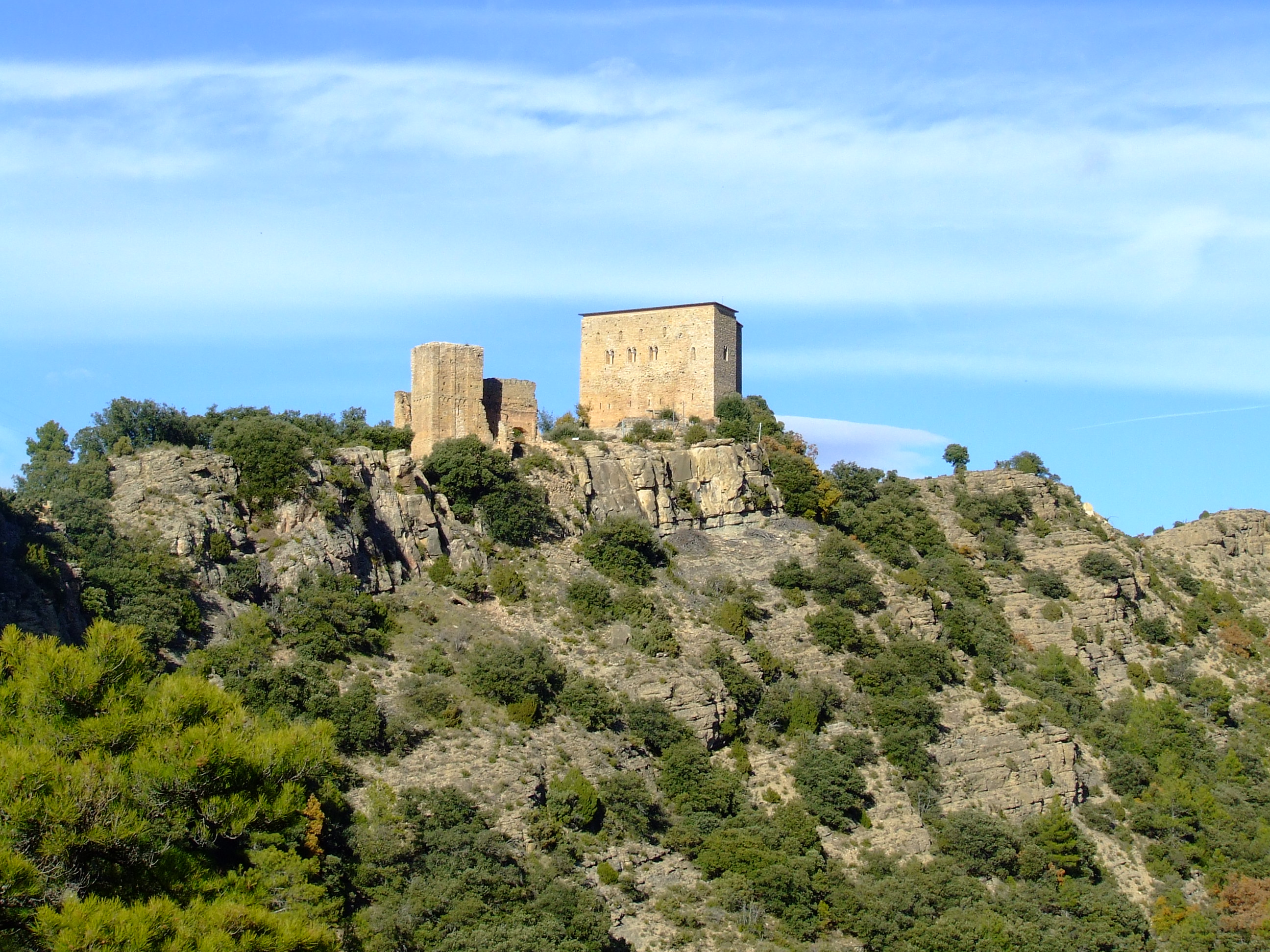 The twelfth-century structure of the Castell de Llordà, above the Vall d'Isona in Catalonia