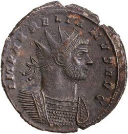 Obverse of billon antoninianus of Emperor Aurelian struck at Siscia 270‒75